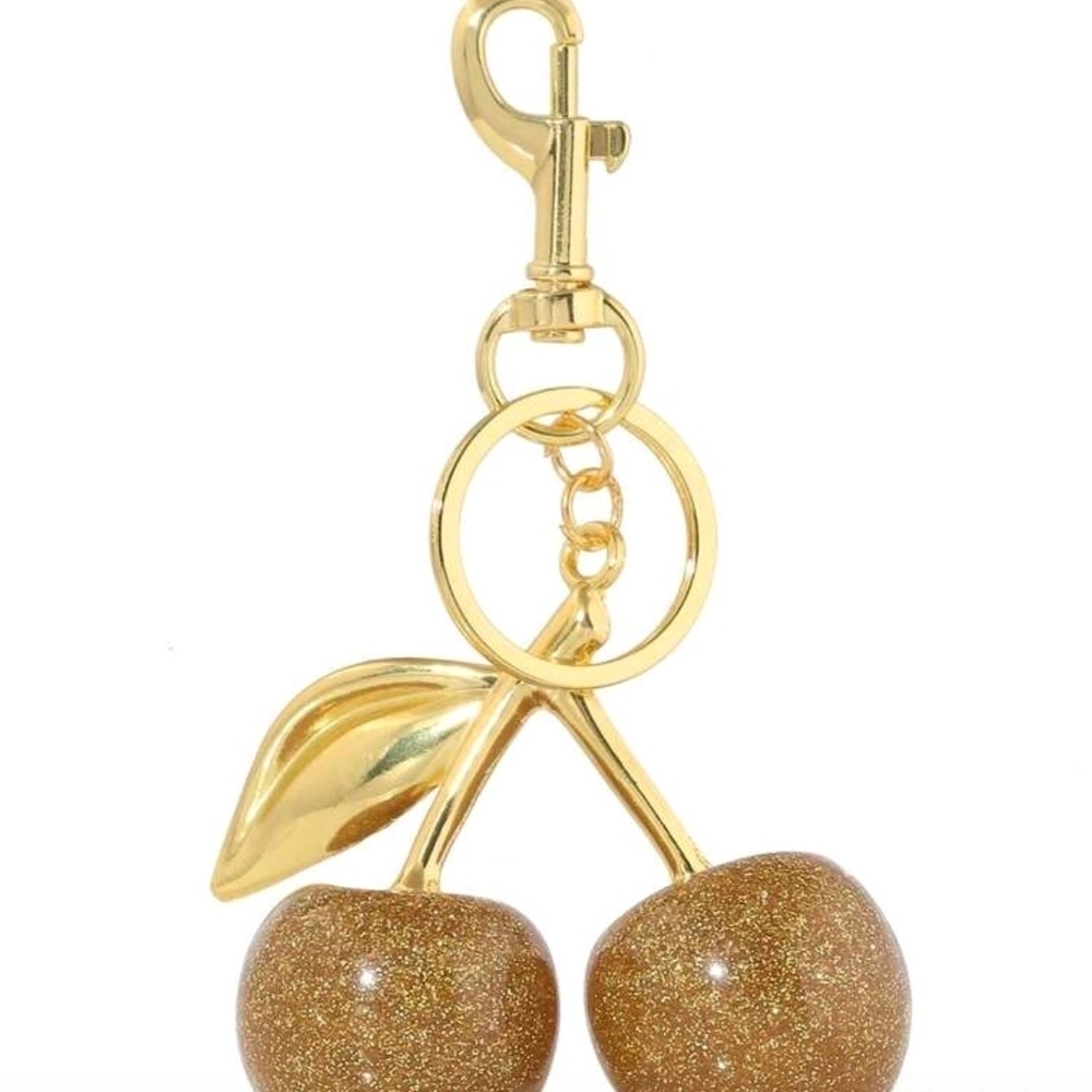 Gold Cherry Bag Purse Backpack Charm Keychain